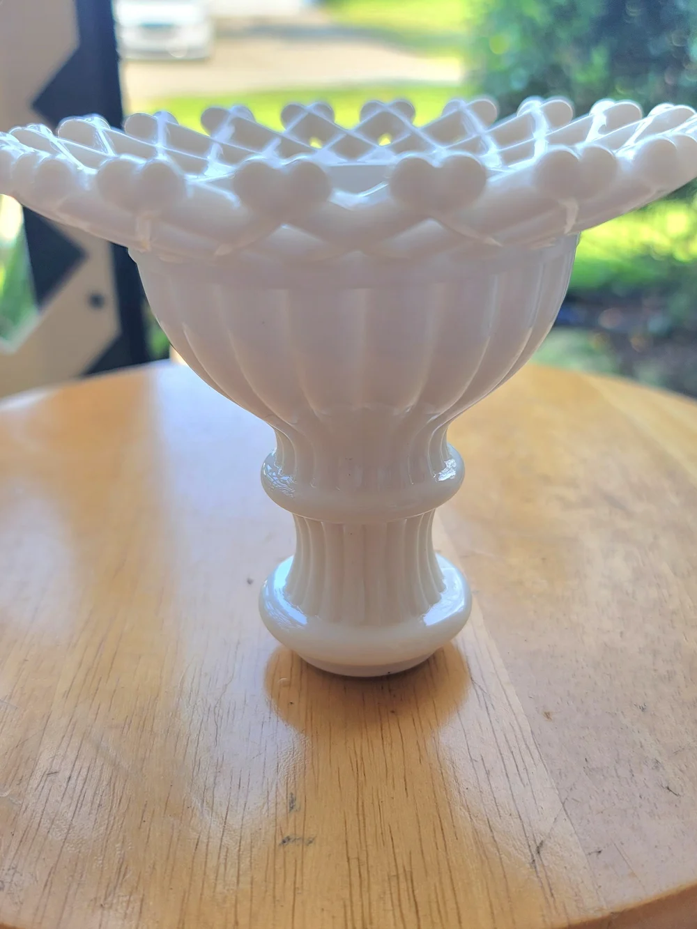 Vintage Westmoreland Milk Glass Lattice Candlestick Holder - White